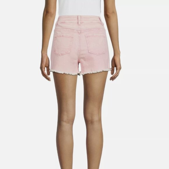 Time and Tru Pink Acid Wash Relaxed Fit High-Rise 3.5" Cutoff Jean Shorts NWT - Picture 2 of 12